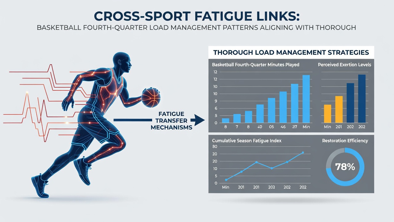 Data visualization comparing basketball player rotation fatigue curves with thoroughbred stretch-run stamina metrics