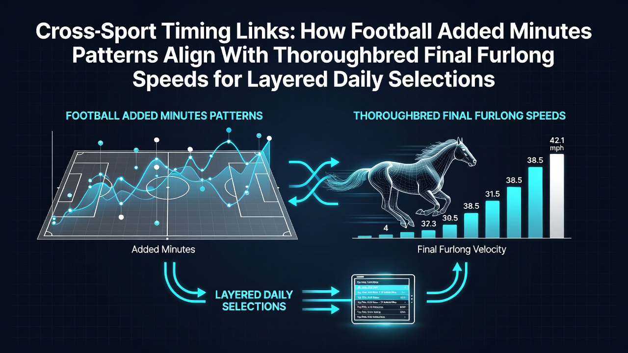 Visual representation of football added minutes data overlaid with thoroughbred racing finish line speeds