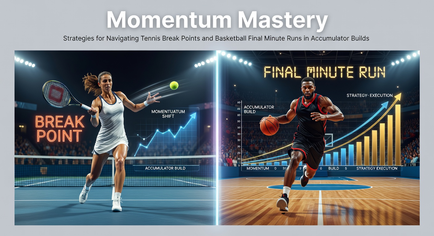 Tennis player executing a break point serve alongside basketball action in the closing minute of a game