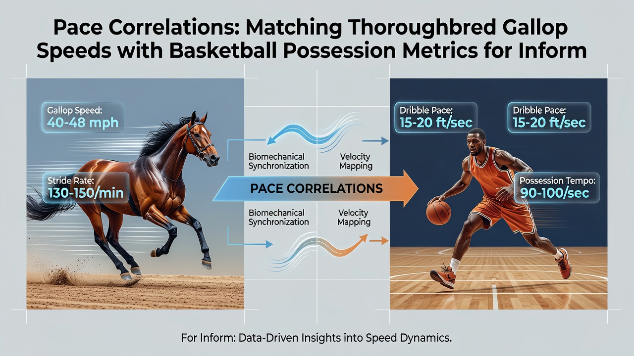 Infographic illustrating data overlays between equine sectional times and basketball possession efficiency ratings