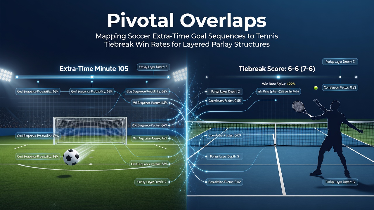 Visual mapping of soccer extra-time goal patterns alongside tennis tiebreak statistics for parlay analysis