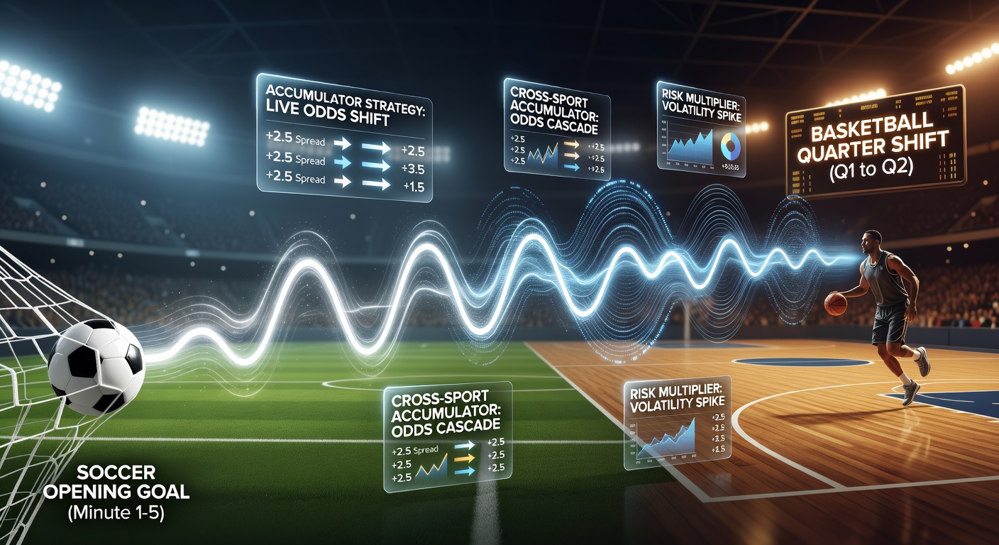Visual representation of soccer and basketball betting interconnections in accumulator strategies