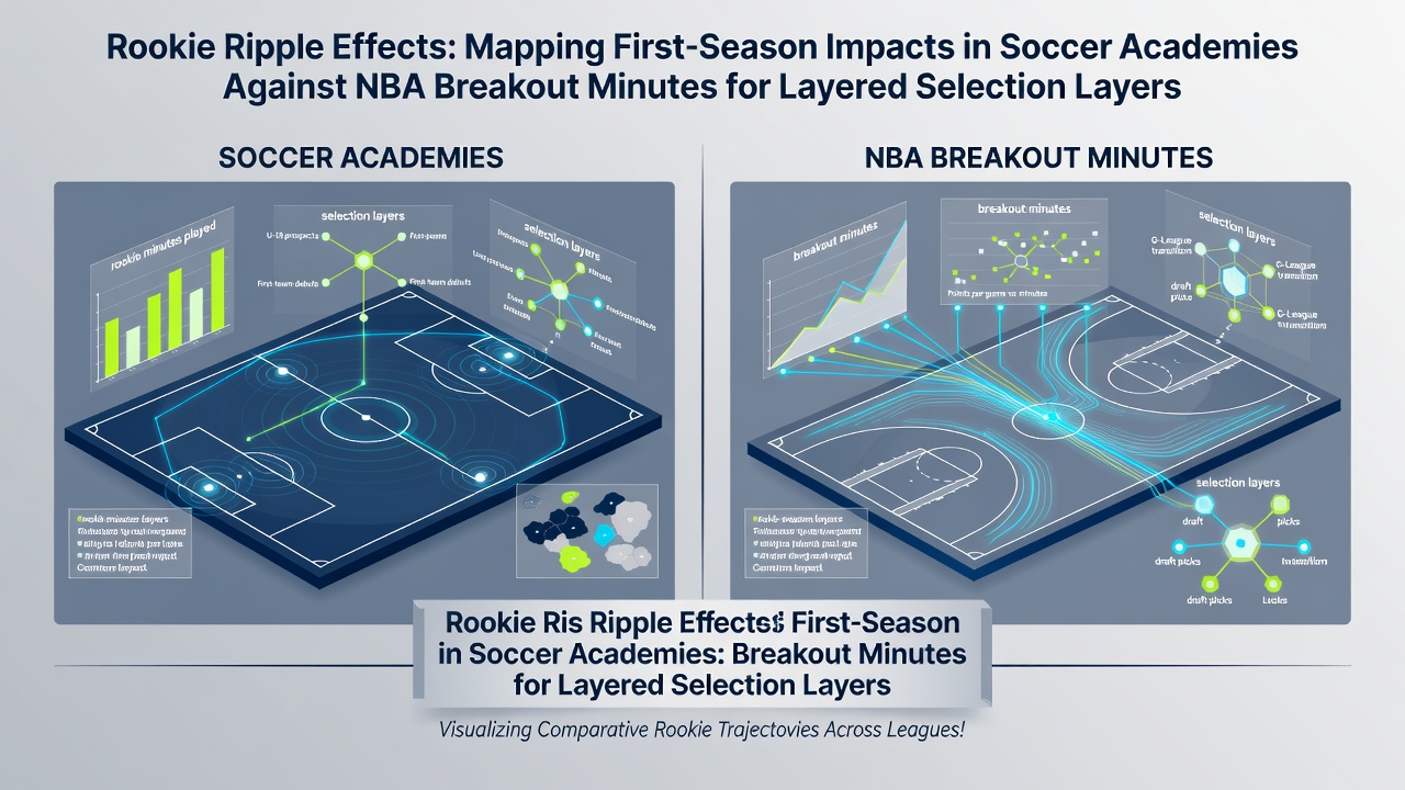 Visual representation of soccer academy player pathways intersecting with NBA rookie minute distributions