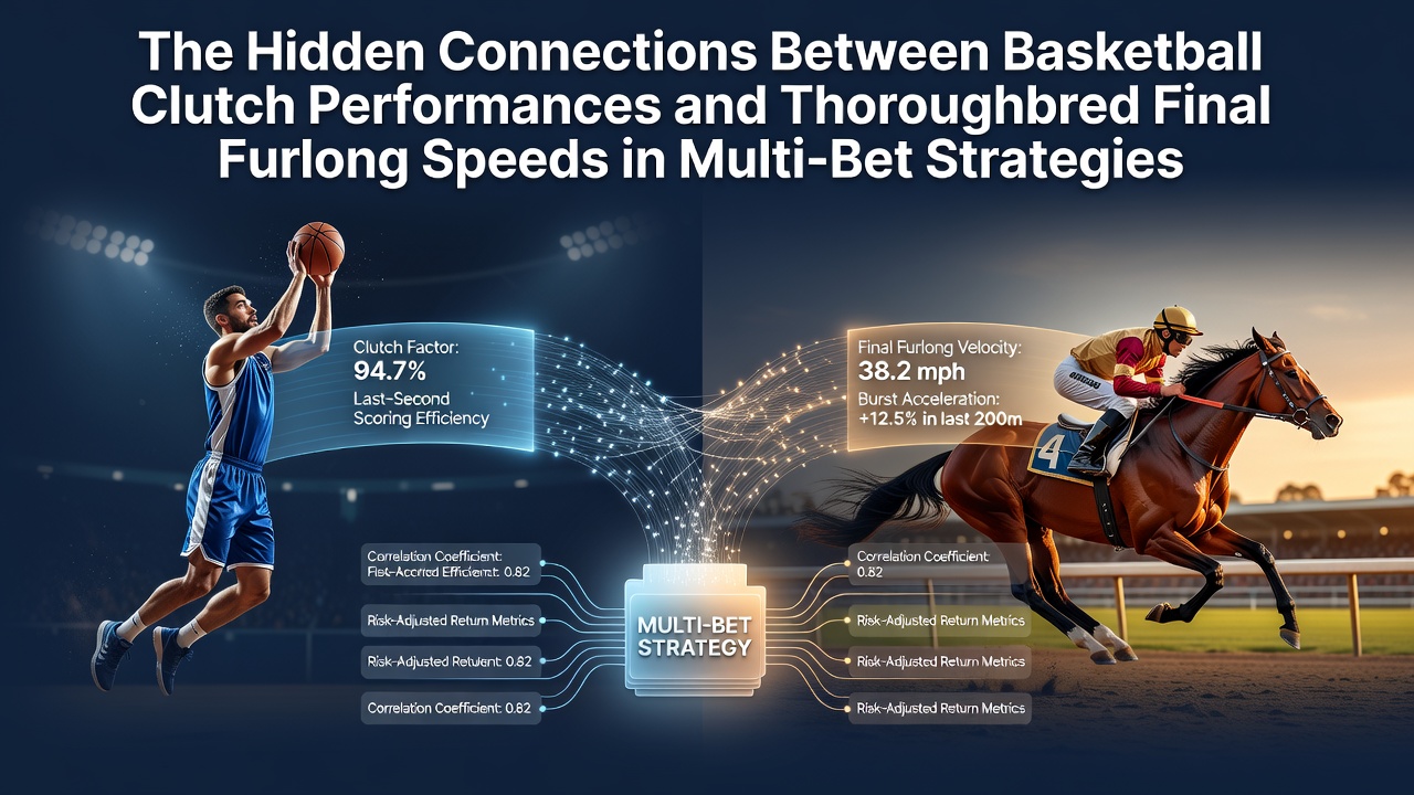 Visual representation of basketball players executing under pressure alongside thoroughbred horses accelerating in the final furlong, illustrating data parallels for betting strategies