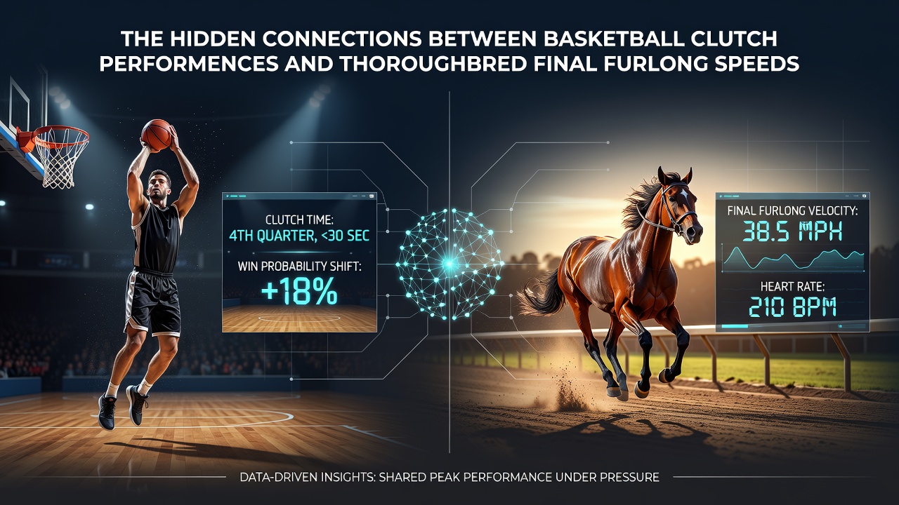 Detailed chart showing statistical overlaps between basketball clutch statistics and thoroughbred final furlong speeds used in multi-bet planning