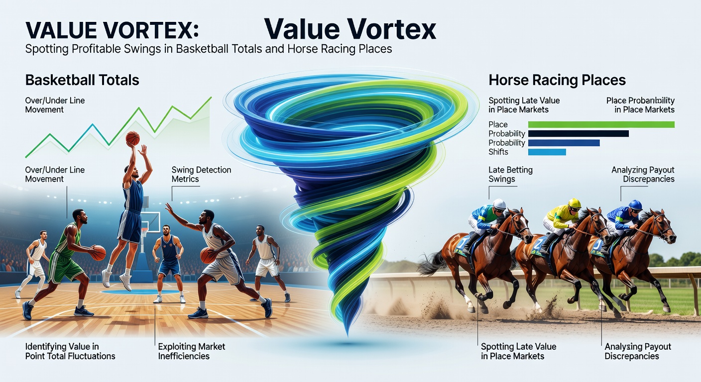Dynamic chart showing line movements in basketball totals overlaid with horse racing place odds fluctuations, highlighting value opportunities